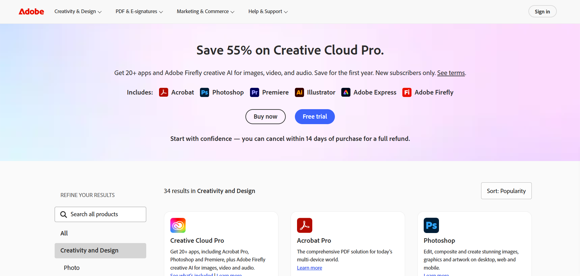 Adobe Apps included in this plan
